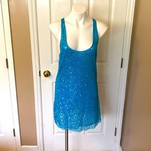 Tiffany blue sequin dress, so cute with leggings!